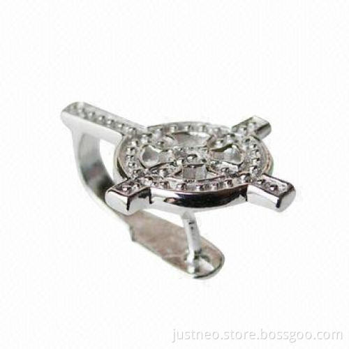 Solid 925 sterling silver/rudder-shaped pinch bail pendant connector